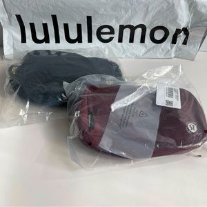 NWT Lululemon Everywhere belt bag bundle Red Merlot Black Fleece